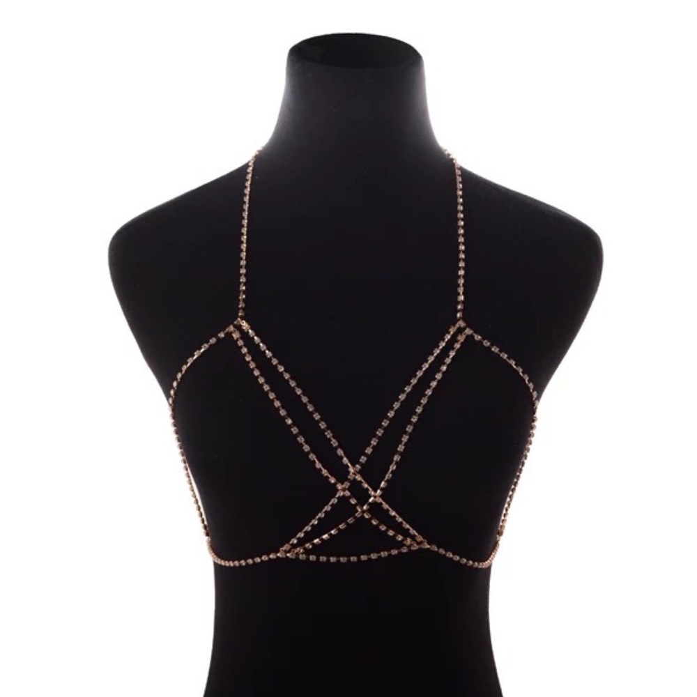 Sexy Crystal Rhinestone Cage Bra Harness - Picture 7 of 15